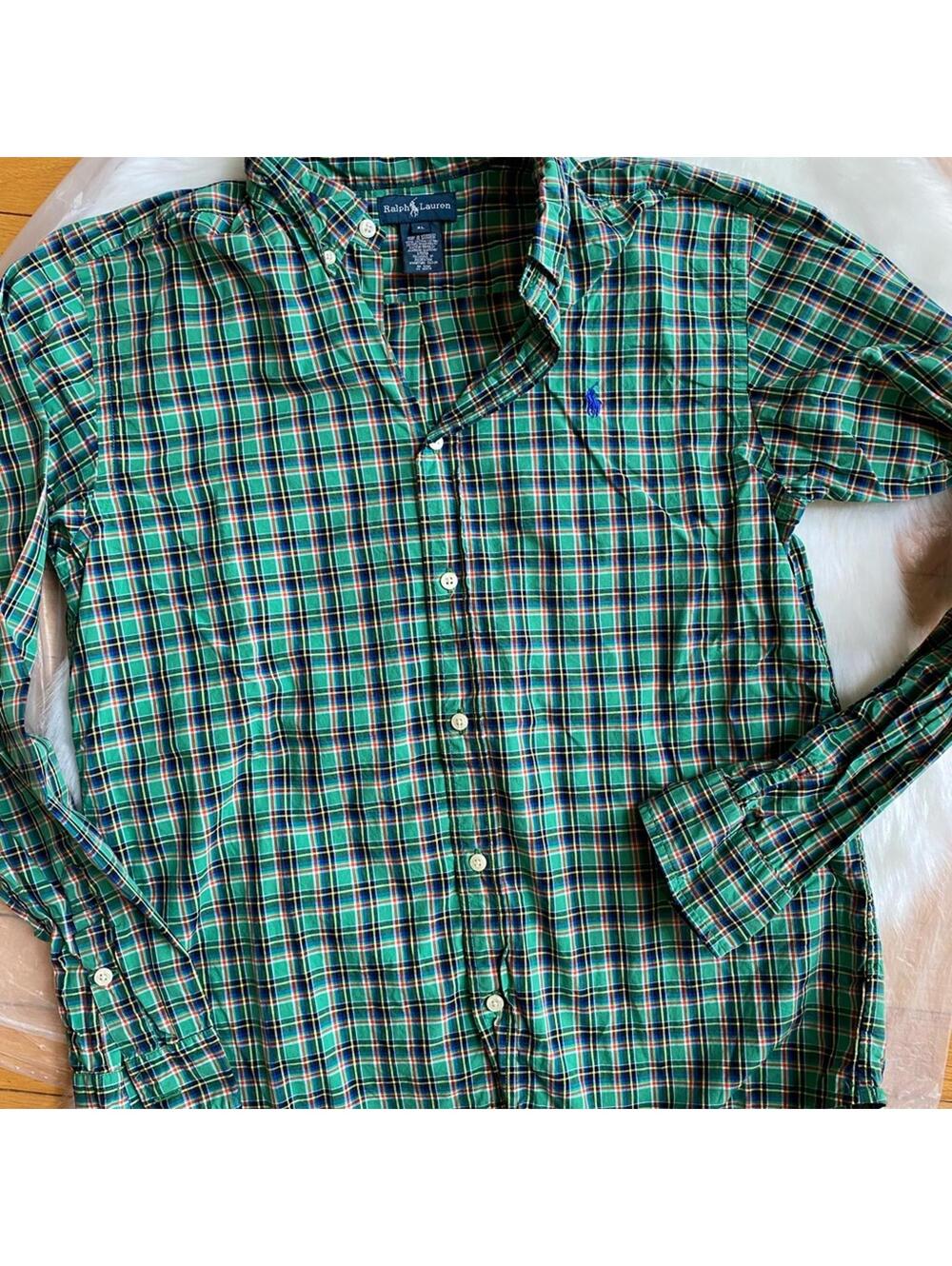 Ralph Lauren Men's Green Plaid Button-Down Shirt XL